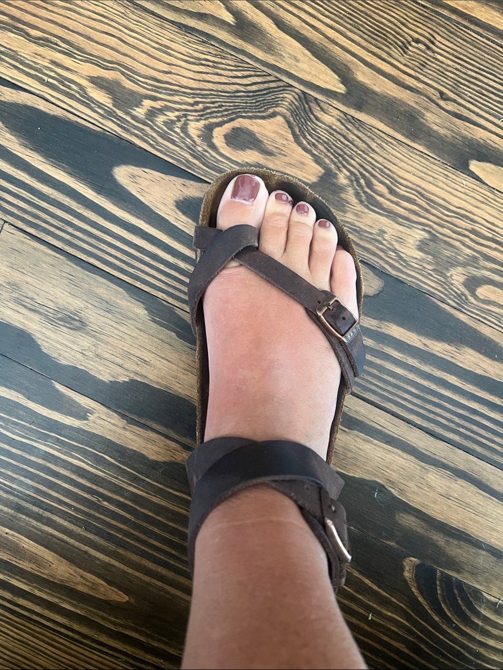 Birkenstock Brown Leather Crisscross Strap Sandals